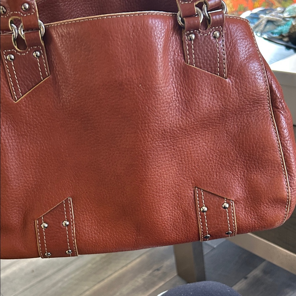 Cole Hann structured Pebbled Satchel in Brown. Great purse in great shape